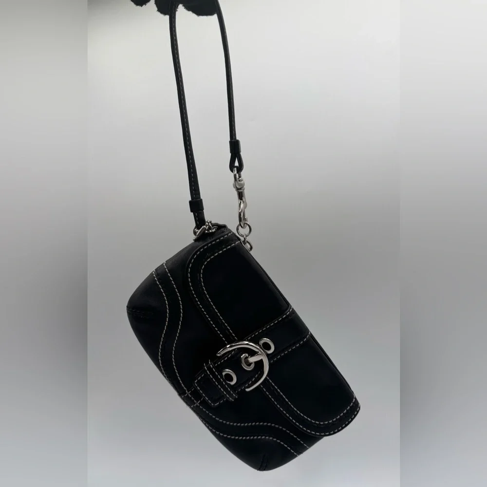 Coach Black SOHO Leather Wristlet with Buckle Detail | Very Good Condition - Picture 5 of 11
